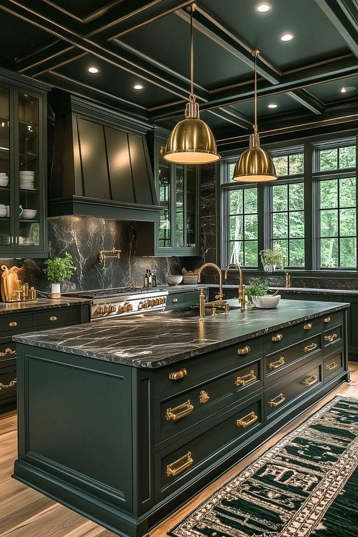 dark green kitchens embracing nature for a cozy…